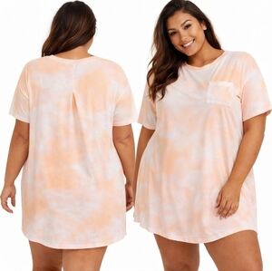Nwt Stars Above Beautifully Soft Short Sleeve Night Gown Tee Dress Tie Dye